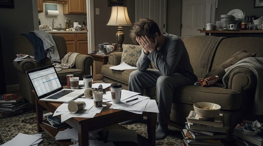 Человек в стрессе дома