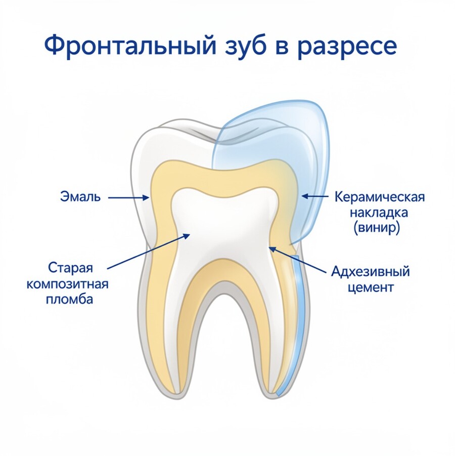 Фронтальный зуб в разрезе