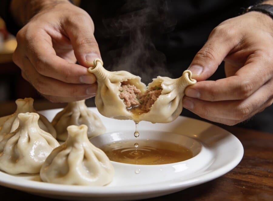 Как правильно есть хинкали