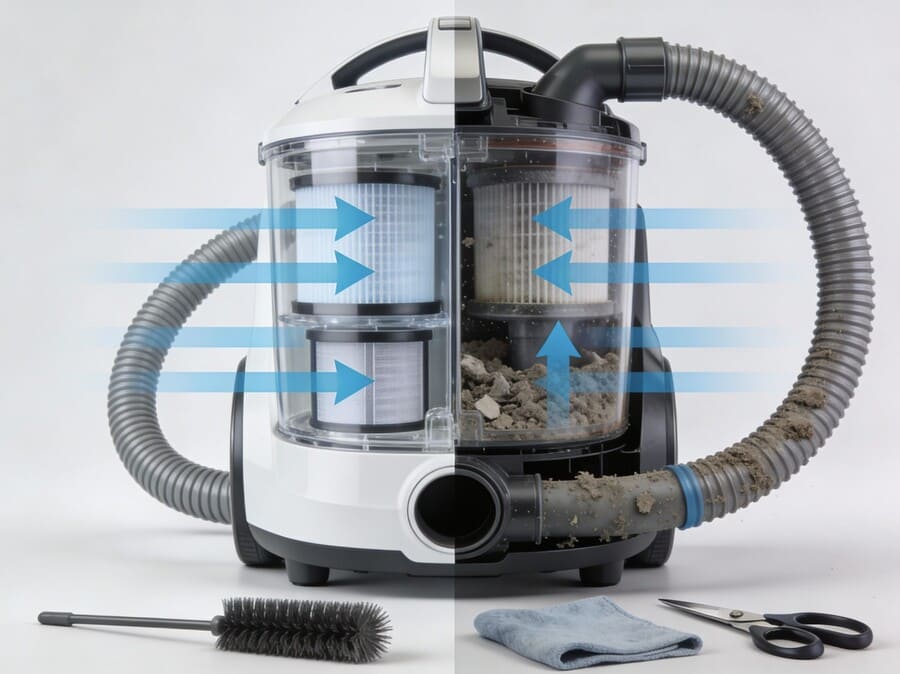 Ослабла тяга в пылесосе