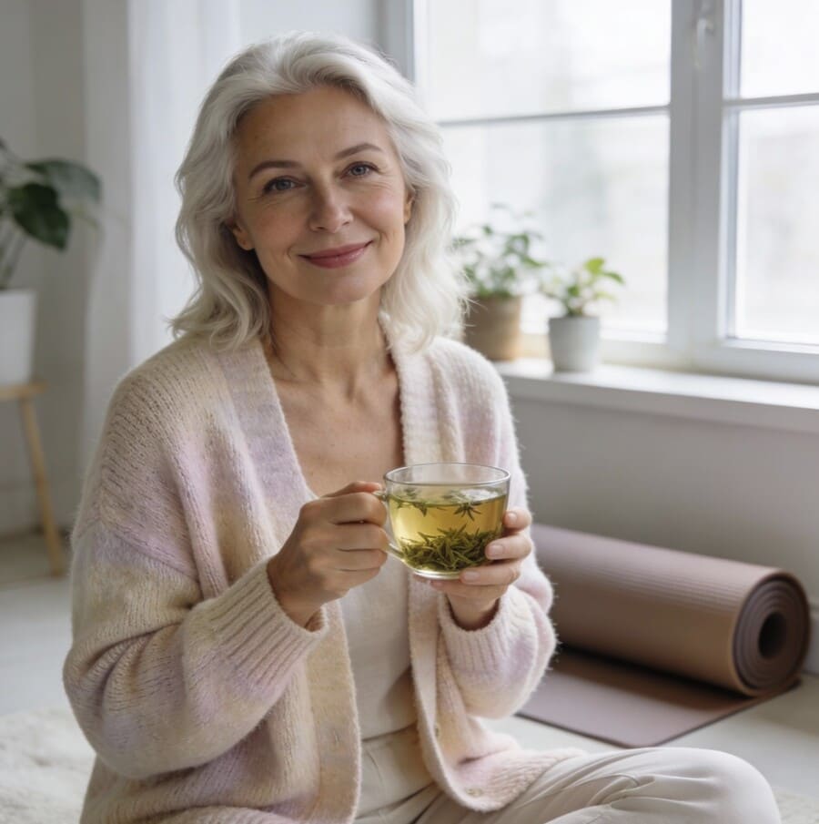 Пожилая женщина в хорошем настроении