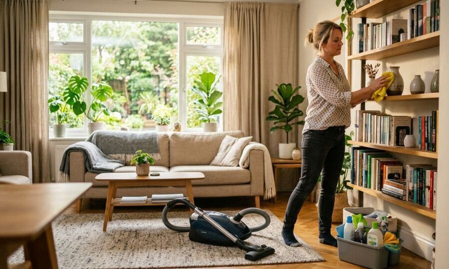 Процесс поддерживающей уборки в жилом помещении