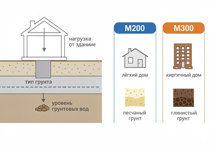Марка бетона в зависимости от типа здания