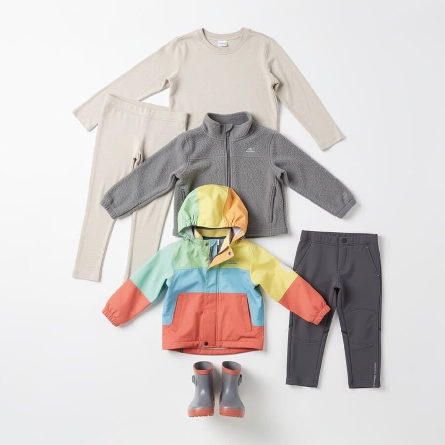 Послойная раскладка детского весеннего гардероба