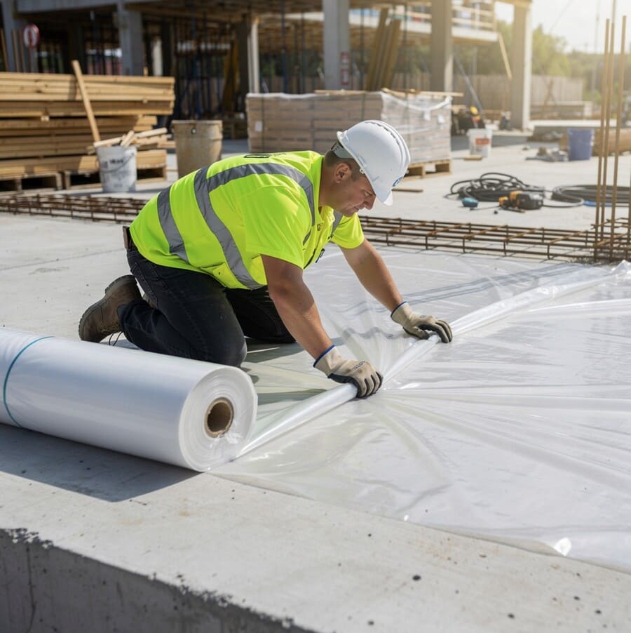 Укладка полиэтиленовой пленки