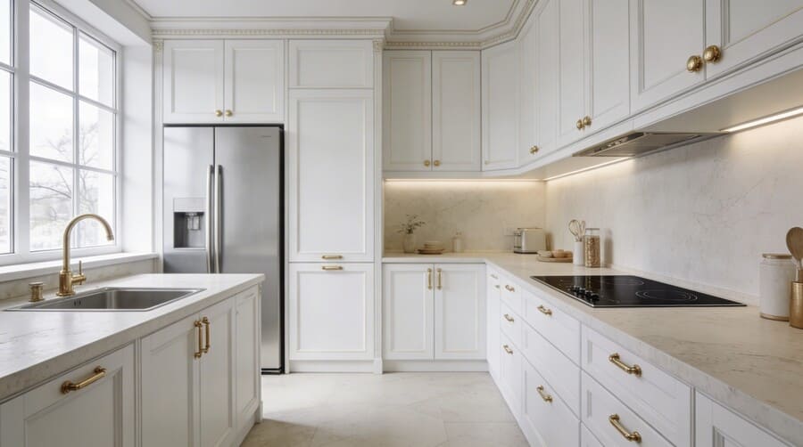 Встраивыемый холодильник на кухне