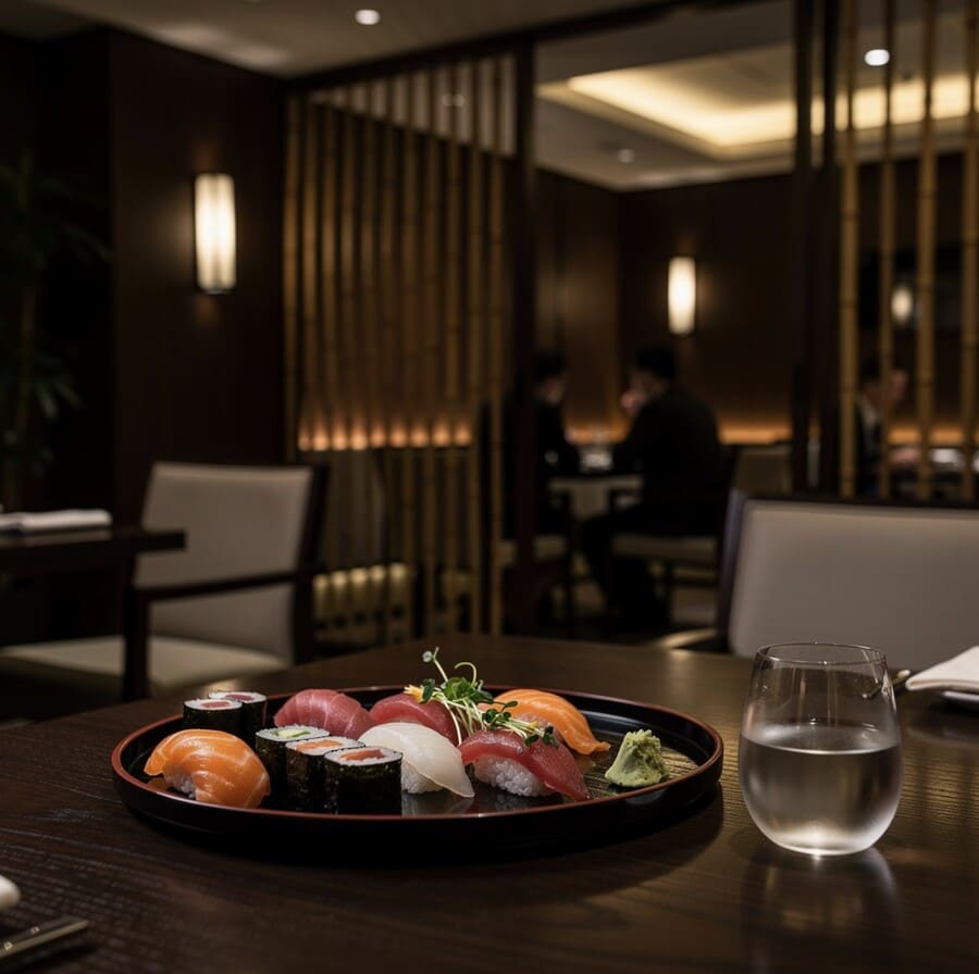 Элегантный японский ресторан внутри роскошного курортного отеля