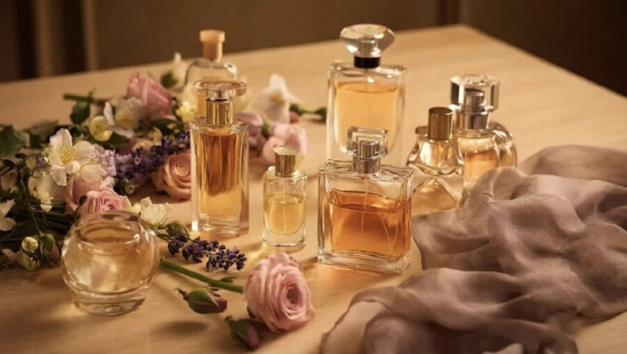 Флаконы с духами на столе