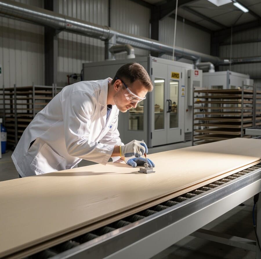 Контроль качества промышленной покраски деревянных плит в заводском цехе