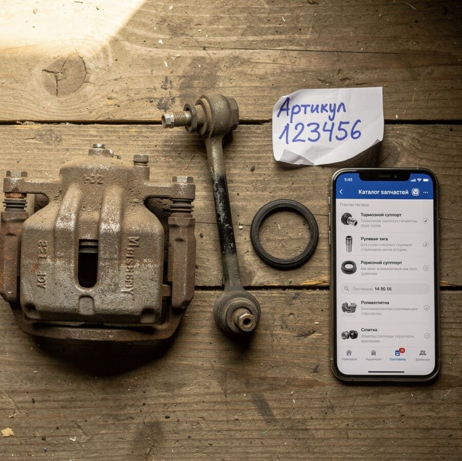 несколько бу автозапчастей на деревянной поверхности