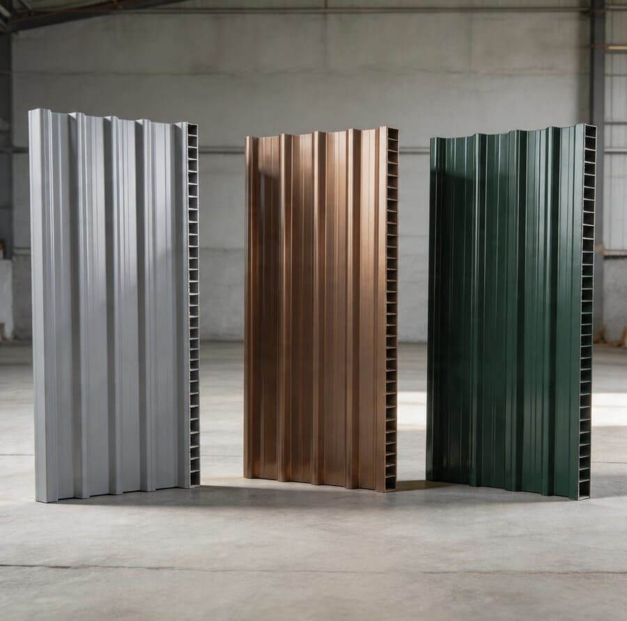 Несколько листов профнастила разных цветов