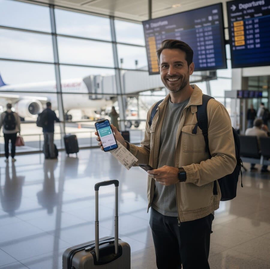 Турист в аэропорту