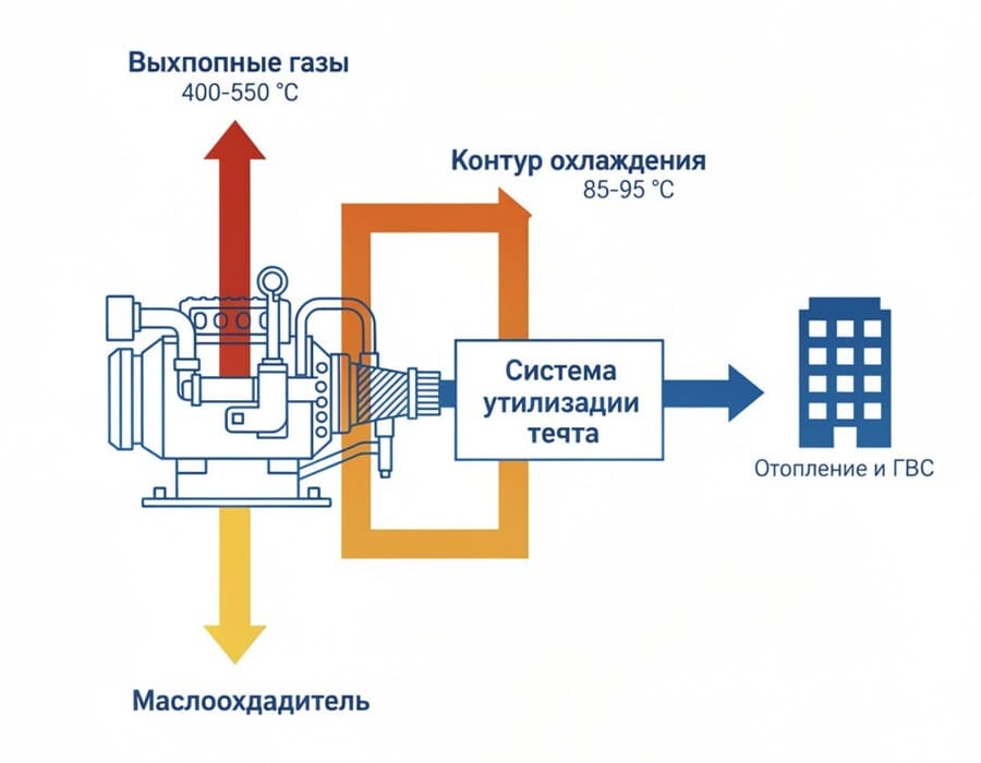 упрощённый разрез дизельного двигателя ДГУ