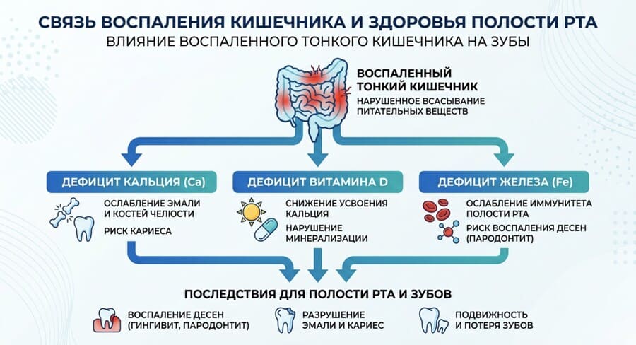 схема взаимосвязи кишечника и полости рта