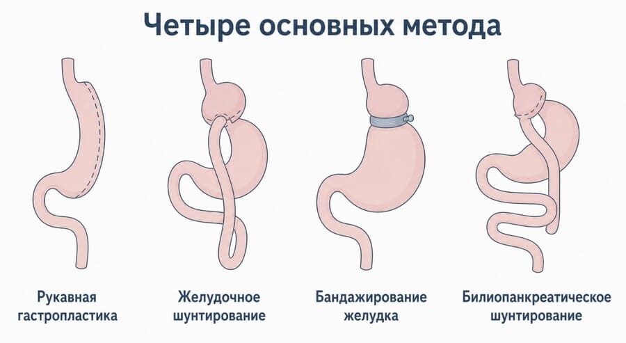 Четыре основных бариатрических метода