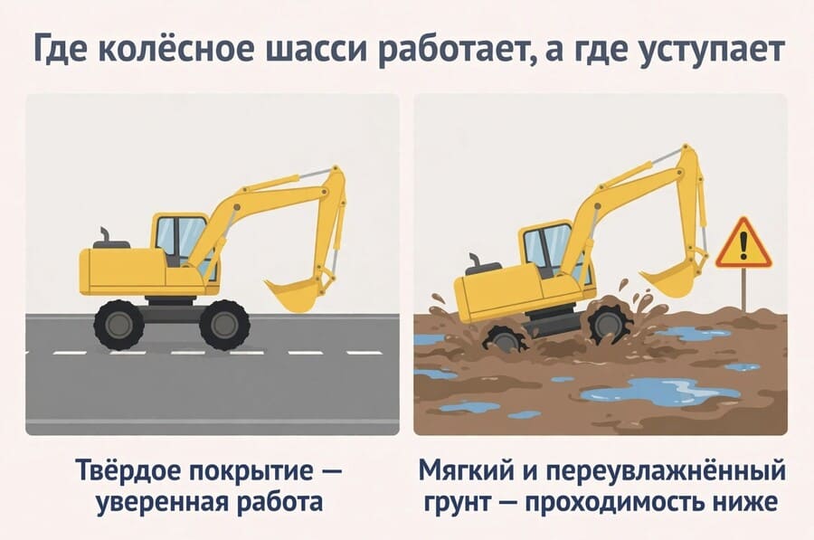 Где колесное шасси работает, а где уступает